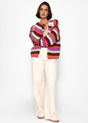 Striped cardigan - pink orange