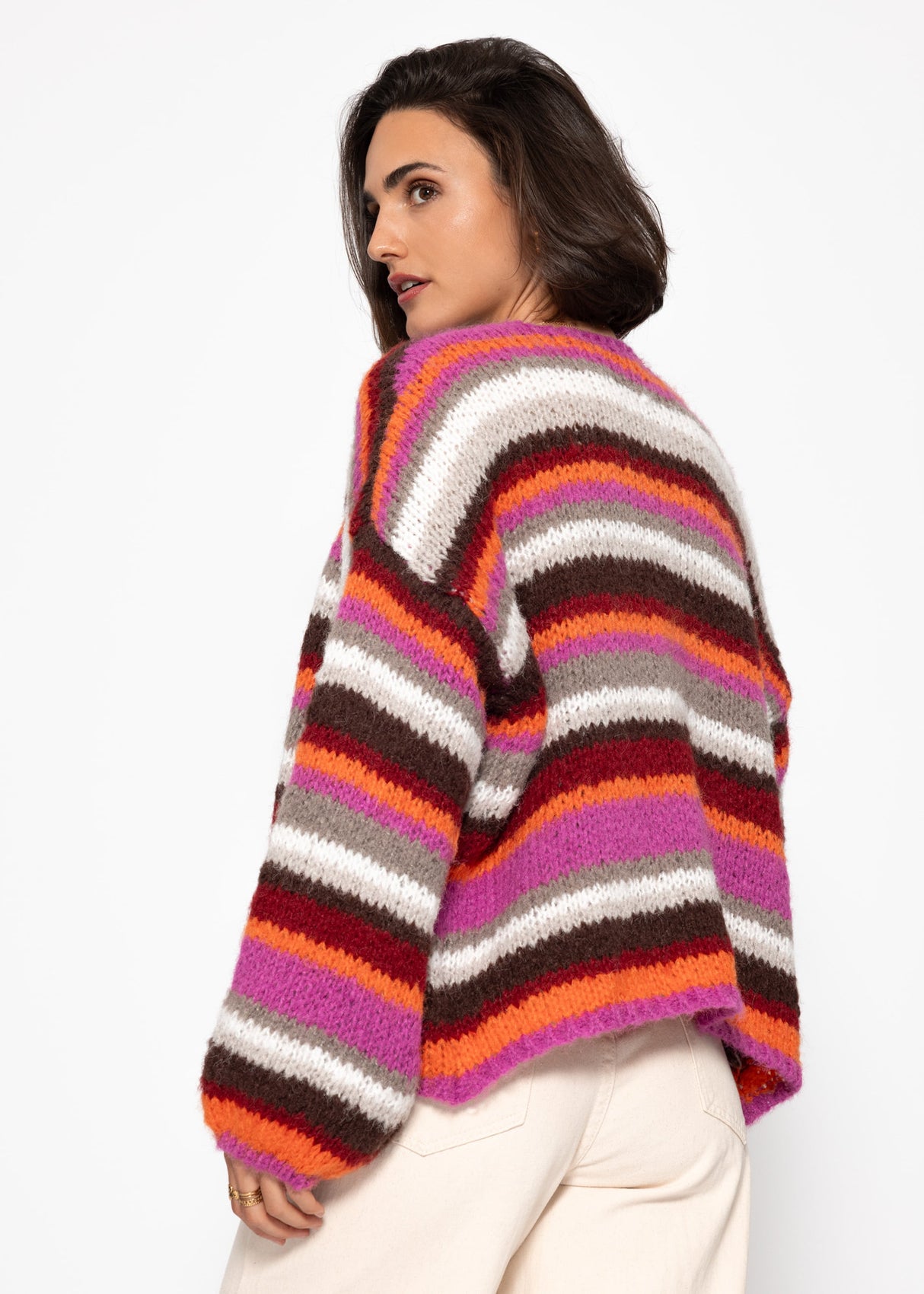 Striped cardigan - pink orange
