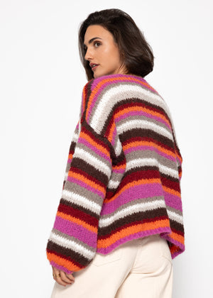 Striped cardigan - pink orange