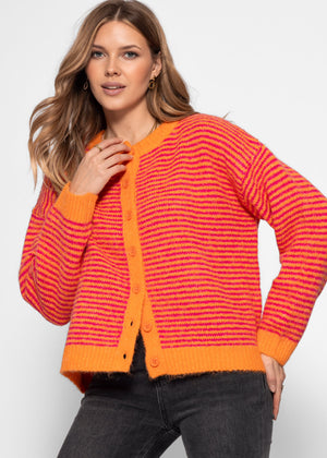 Gestreifter Cardigan - orange