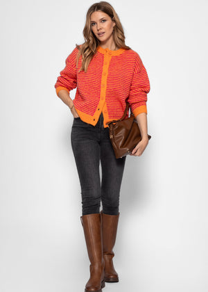 Gestreifter Cardigan - orange