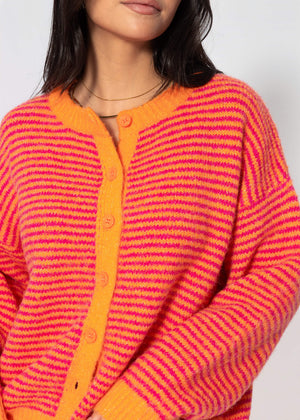 Gestreifter Cardigan - orange