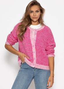 Gestreifter Cardigan - pink
