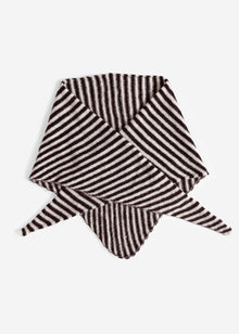 Gestreifter Dreiecksschal - braun-offwhite