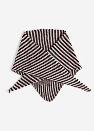 Gestreifter Dreiecksschal - braun-offwhite