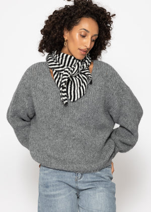 Gestreifter Dreiecksschal - schwarz-offwhite