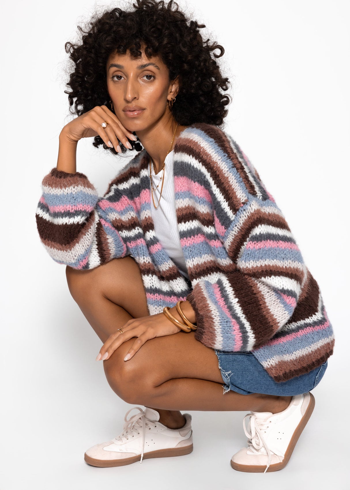 Striped cardigan - pink blue