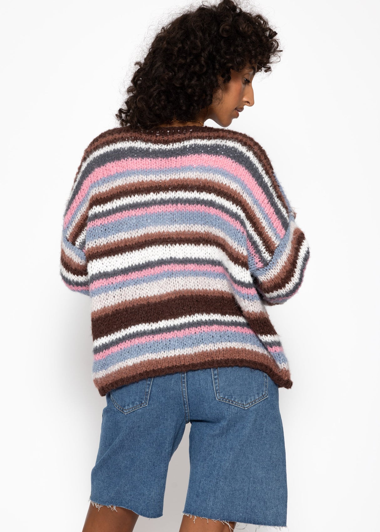 Striped cardigan - pink blue