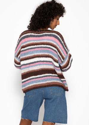 Striped cardigan - pink blue