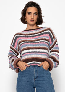 Gestreifter Pullover - braun