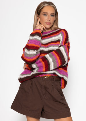 Striped sweater - pink orange