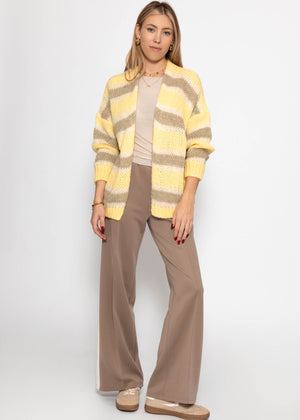 Striped oversized cardigan - butter yellow