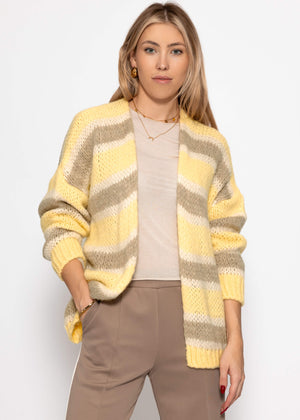 Striped oversized cardigan - butter yellow