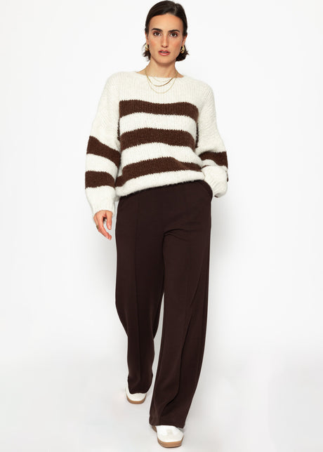 Gestreifter oversize Pullover - offwhite