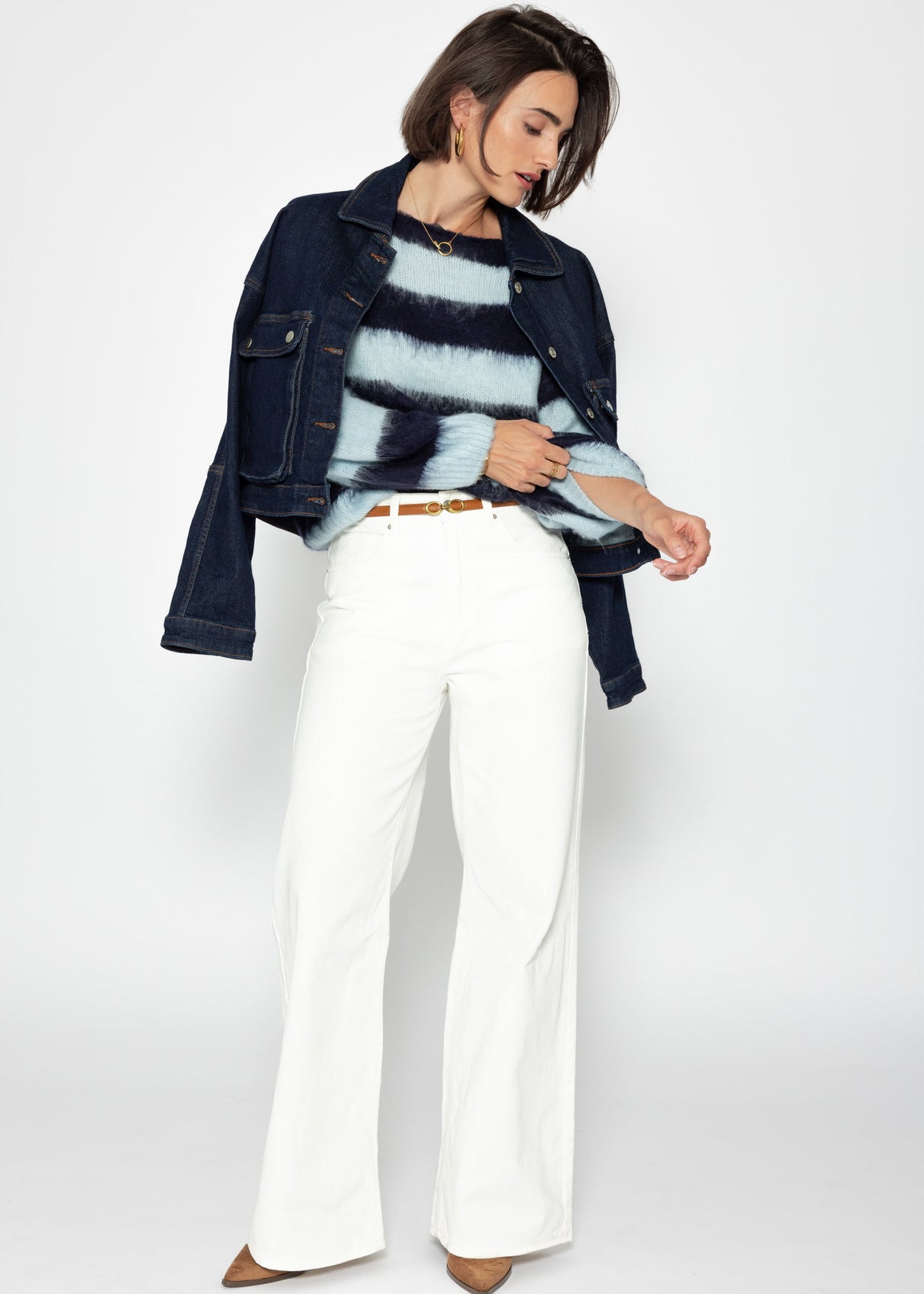 Gestreifter Pullover - blau