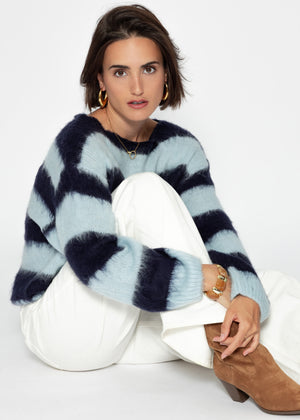 Gestreifter Pullover - blau