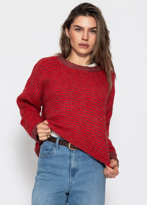 Gestreifter Pullover - burgundy