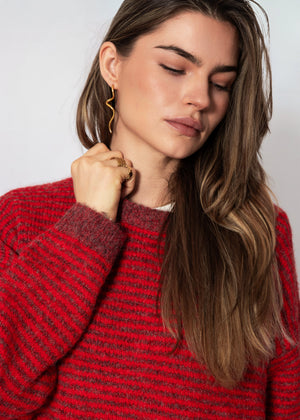 Gestreifter Pullover - burgundy