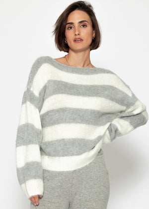 Striped sweater - gray -off-white