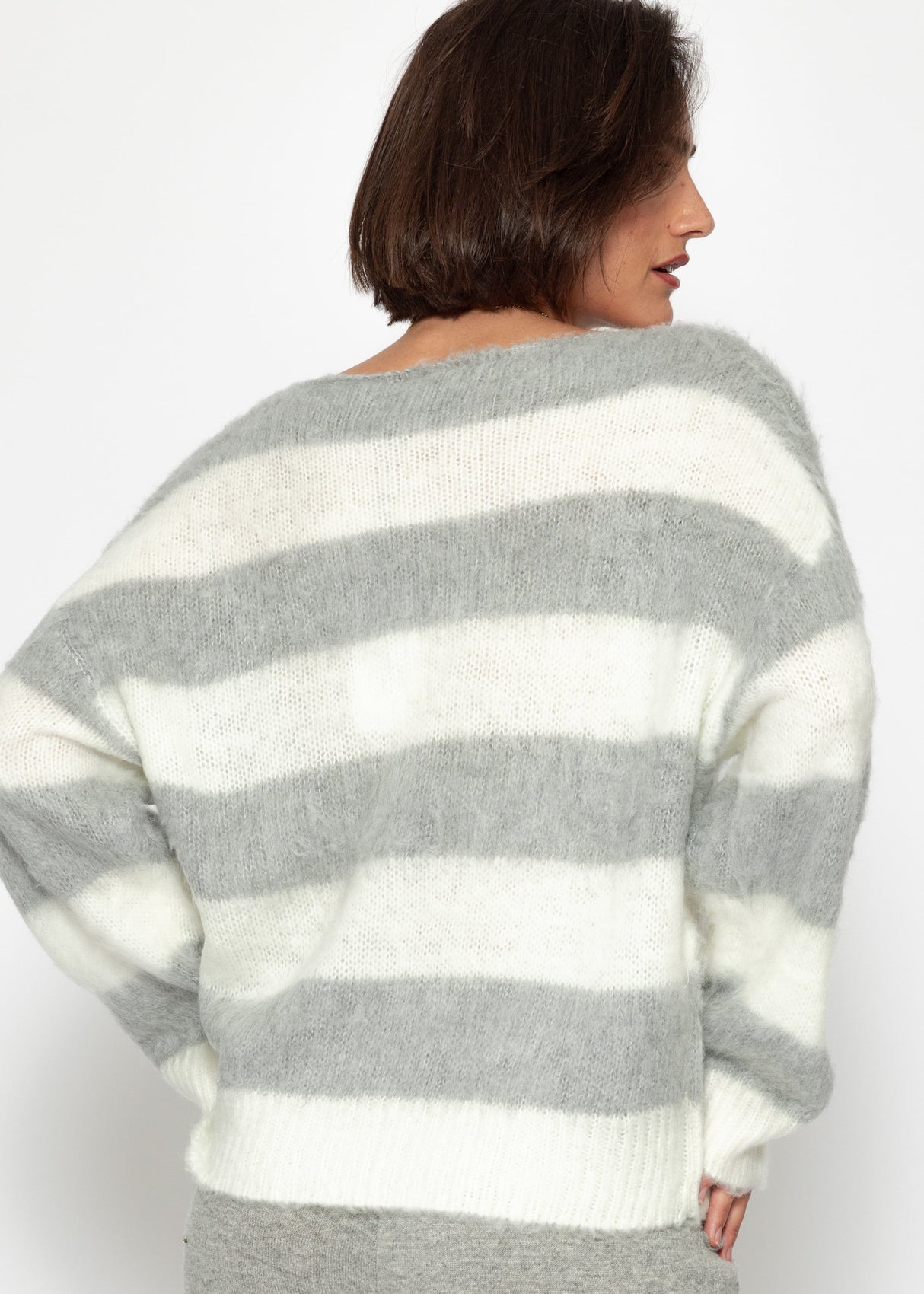 Striped sweater - gray -off-white