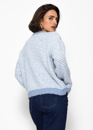 Gestreifter Pullover - hellblau