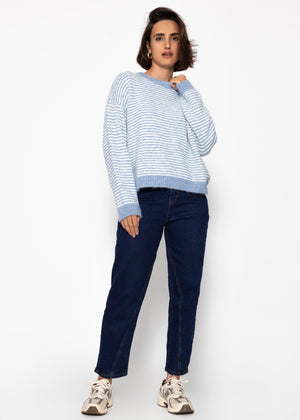 Gestreifter Pullover - hellblau