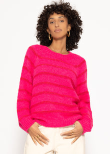 Striped round-neck sweater - pink