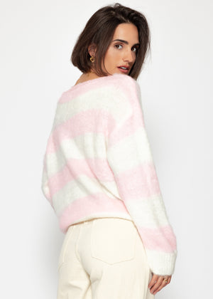 Striped sweater - pink -offwhite