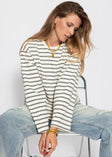 Gestreiftes Langarmshirt mit weiten Ärmeln - offwhite - SASSYCLASSY