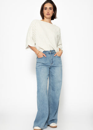 Striped oversize muslin shirt - beige