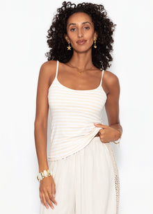 Gestreiftes Spaghettiträger Top - beige