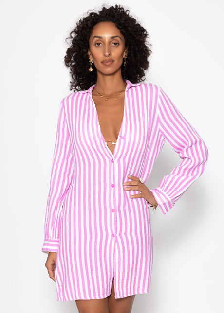 Gestreiftes Strandkleid - pink-weiß von SASSYCLASSY