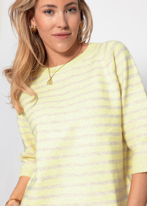 Gestreiftes Strickoberteil - gelb-taupe