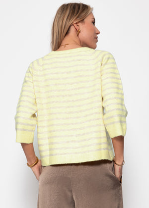 Gestreiftes Strickoberteil - gelb-taupe