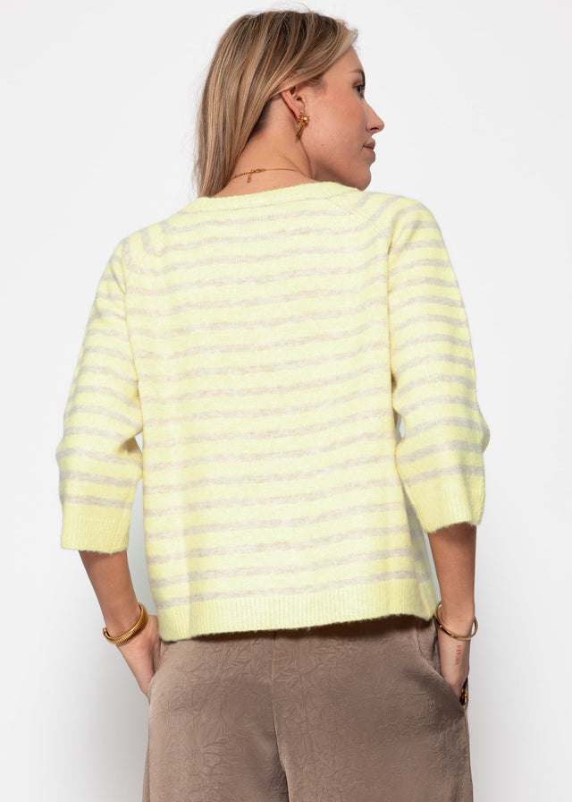 Striped knit top - yellow-taupe