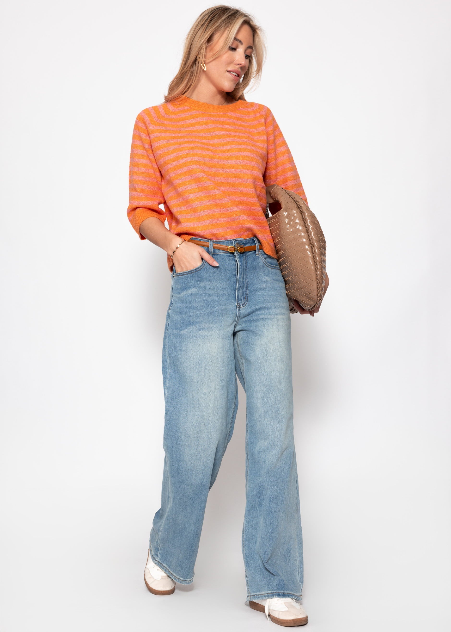 Striped knit top - orange-pink – SASSYCLASSY