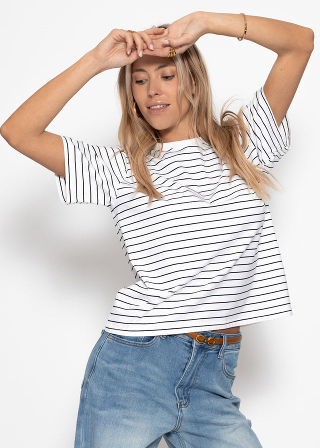 Gestreiftes T-Shirt - offwhite