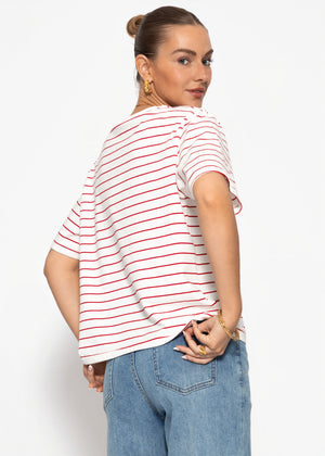 Gestreiftes T-Shirt - weiß
