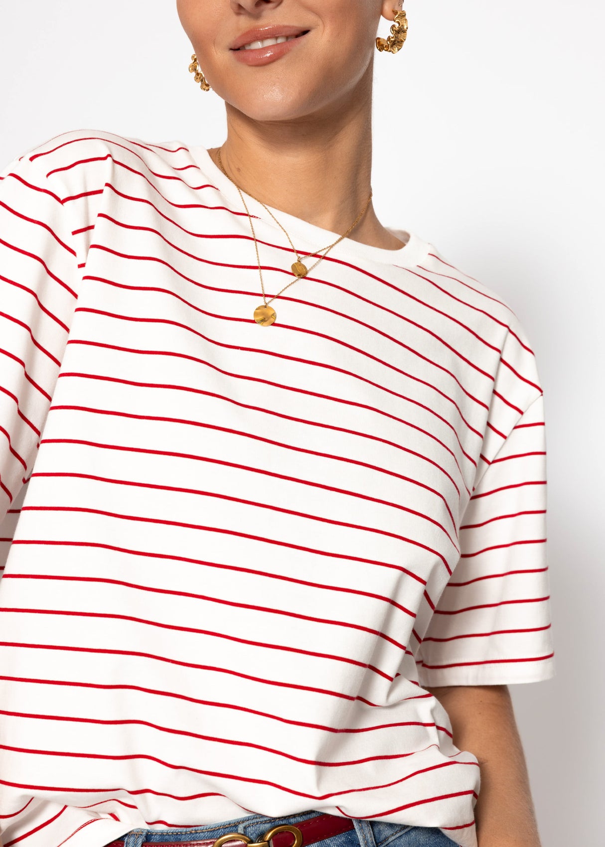 Gestreiftes T-Shirt - weiß