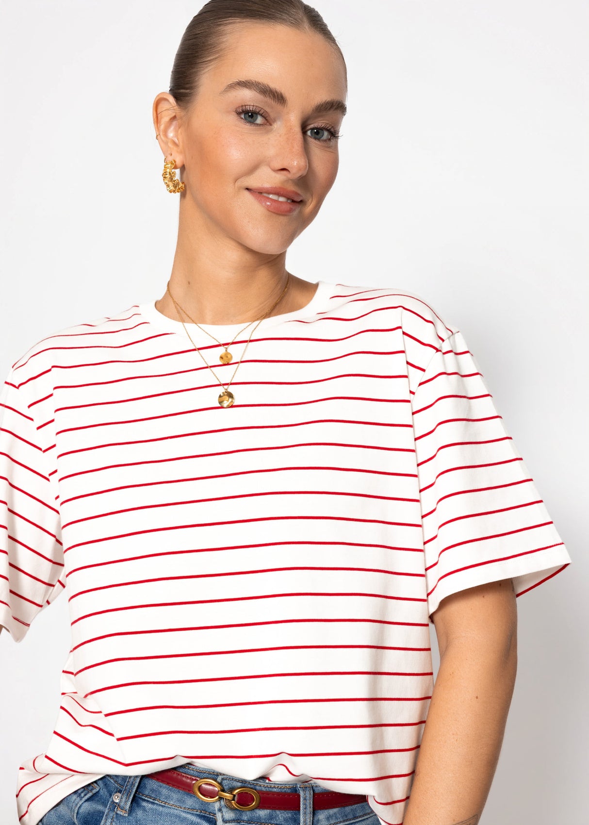 Gestreiftes T-Shirt - weiß