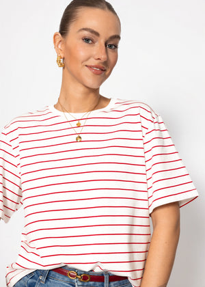 Gestreiftes T-Shirt - weiß