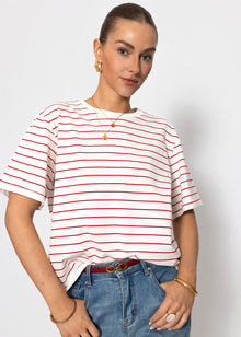 Gestreiftes T-Shirt - weiß