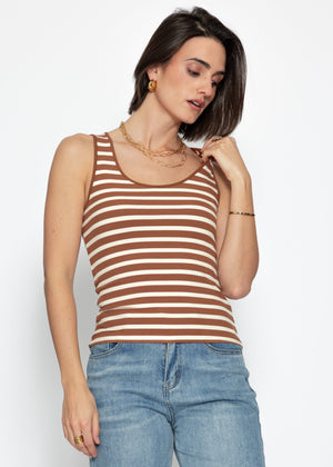 Striped tank top - brown-off-white