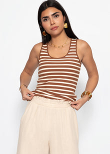 Striped tank top - brown-off-white