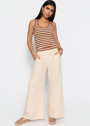 Striped tank top - brown-off-white