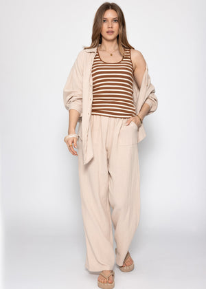 Gestreiftes Tank Top - braun-offwhite
