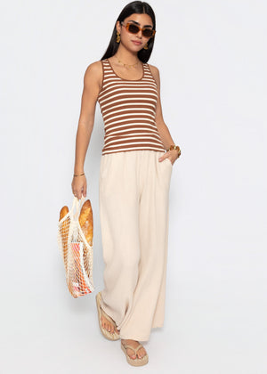 Striped tank top - brown-off-white