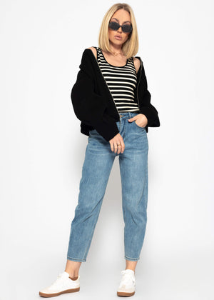 Striped tank top - black-off-white