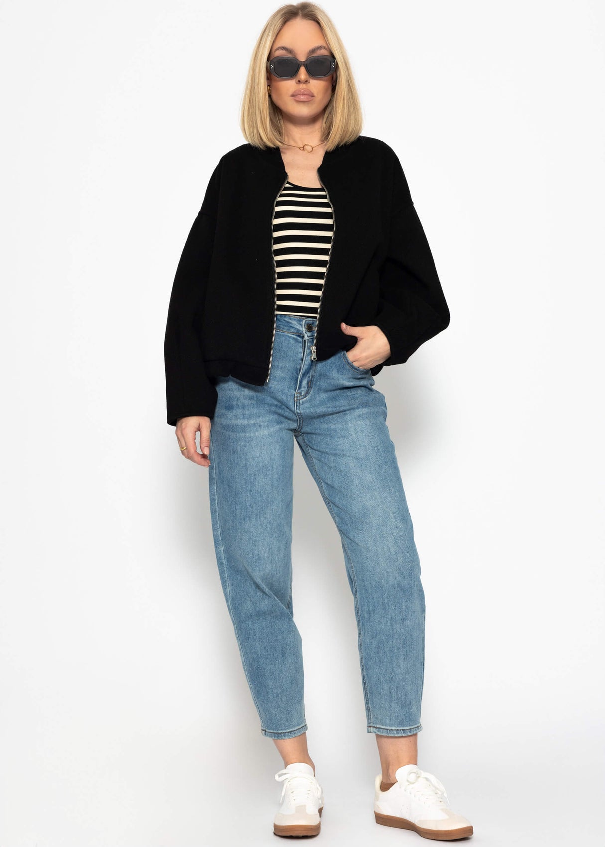 Striped tank top - black-off-white