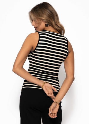 Striped tank top - black-off-white